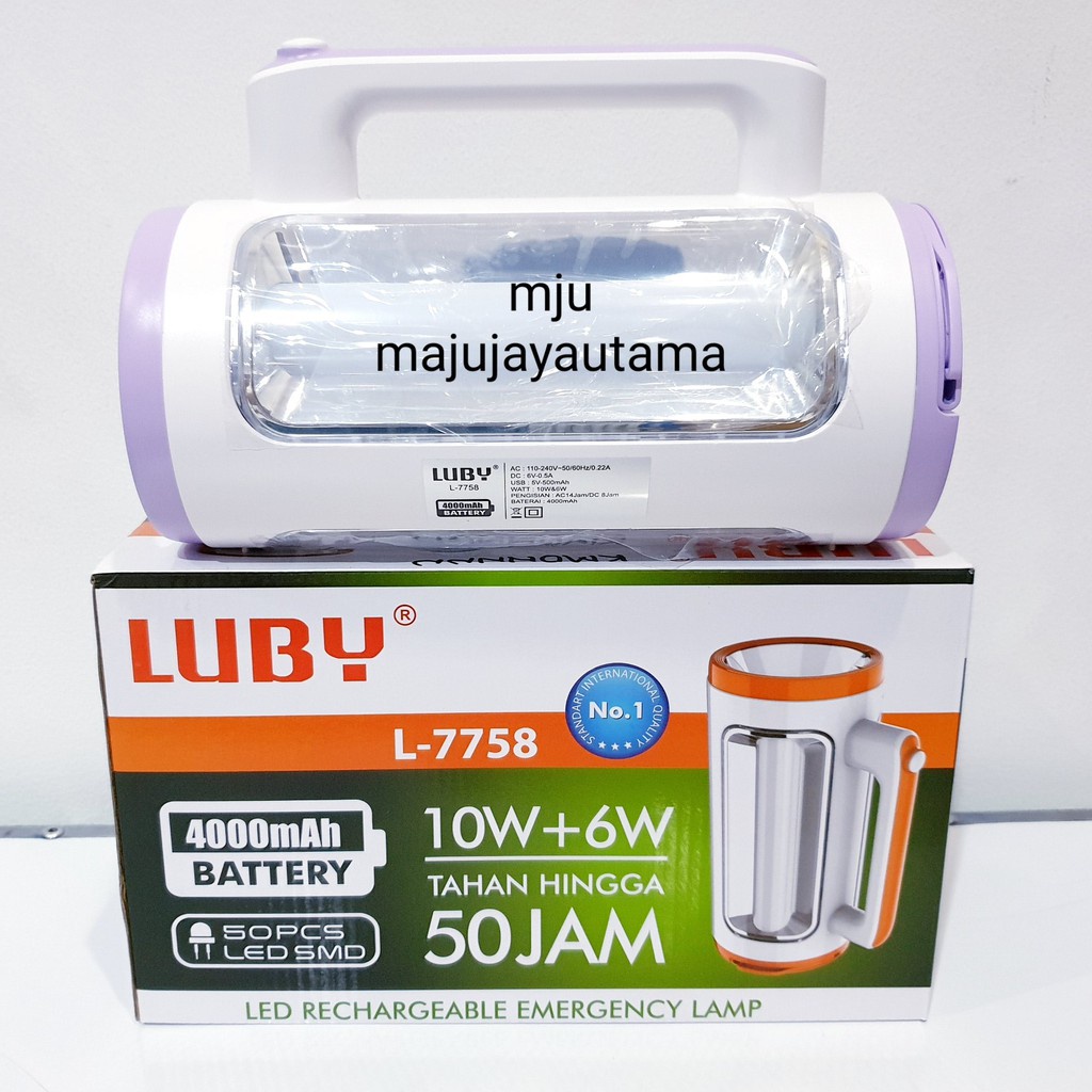 Senter Led 50 Jam 10 Watt Dan Emergency 6 Watt 3 Sisi Luby