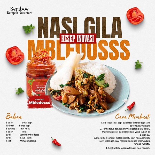 

(Free Bumbu Nasi Goreng Sambal Matah 50G) 2 X Sambal Mbledoss 120G Jar