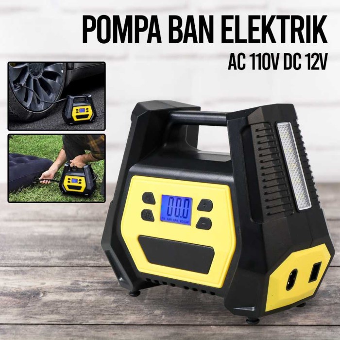 ✅New Pompa Ban Elektrik Digital Tire Inflator Portable Ac 110V Dc 12V - Atj Terbatas