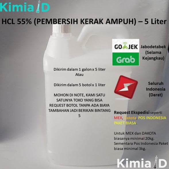 ✅Original Hcl 55 Persen 5 Liter - Hcl Pembersih Keramik - Hcl Pembersih Kerak - Limited