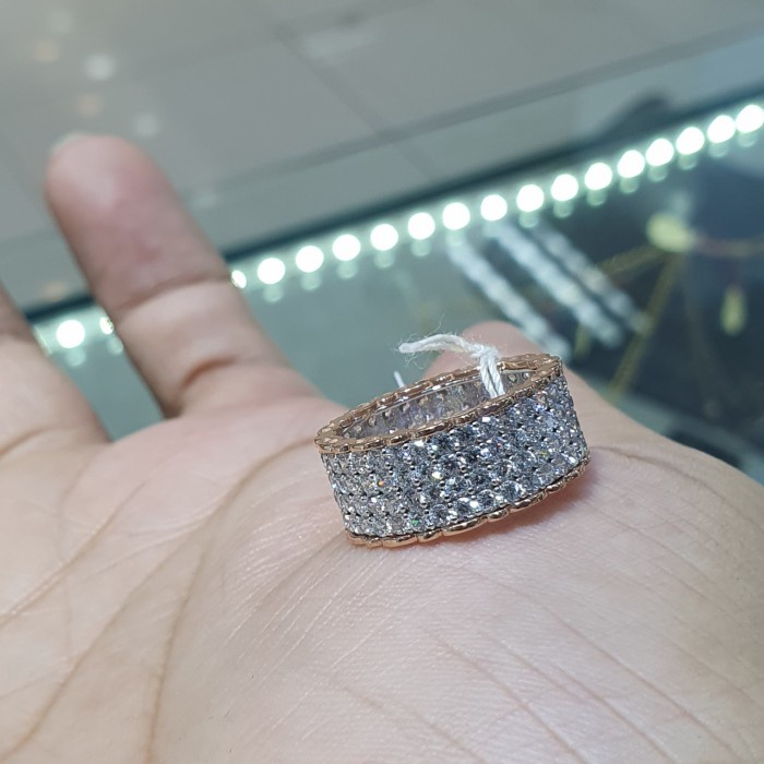 ✨Termurah Cincin Listring Lebar Emas 750 Full Keliling Mata Diamondlook Berkualitas