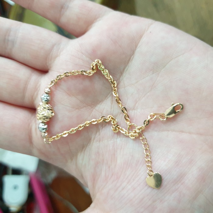 ✨Sale Gelang Rantai Ubs Pentol Rosegold Putih Love Hati Kunci 375 Fashion Terbatas