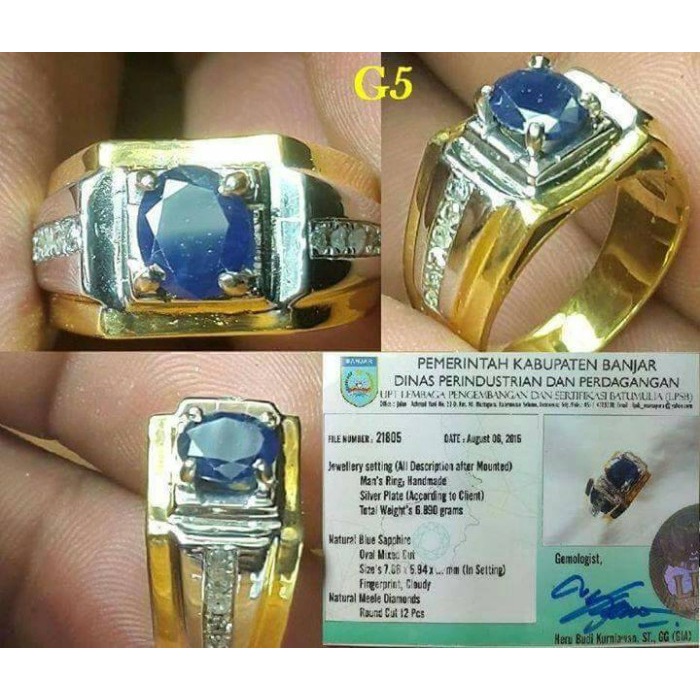✨Termurah Blue Safir Ceylon Srilangka Tabur Berlian Asli Diskon