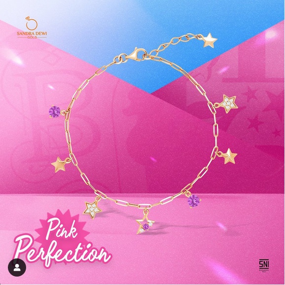 ✨Sale Gelang Tangan Emas Sandra Dewi Gold 4Th Anniversary Pink Core Bintang Terbatas