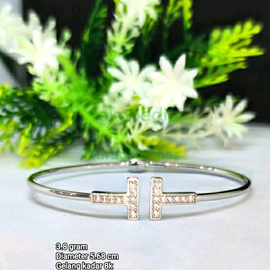 ✨Sale Gelang Tangan Emas Putih Bulat Oval Kadar 8K/375 Diskon