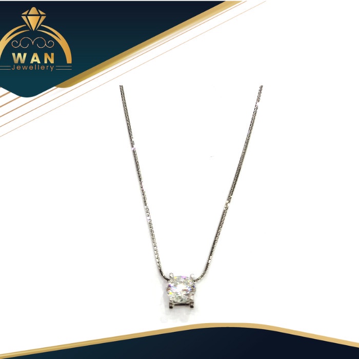 ✨Sale Wan Jewellery - Kalung Italy Santa Emas Putih 750 Berkualitas