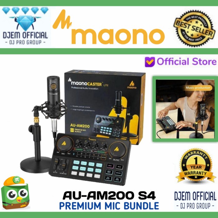 ✨Sale Maono Au-Am200 S4 Soundcard Mic Bundle Recording Podcast Maono Caster Diskon