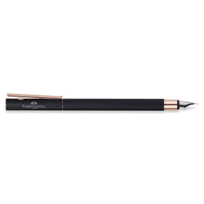

✨Sale Faber-Castell Neo Slim Fountain Pen M Black Matt Rose Gold Chromed Limited