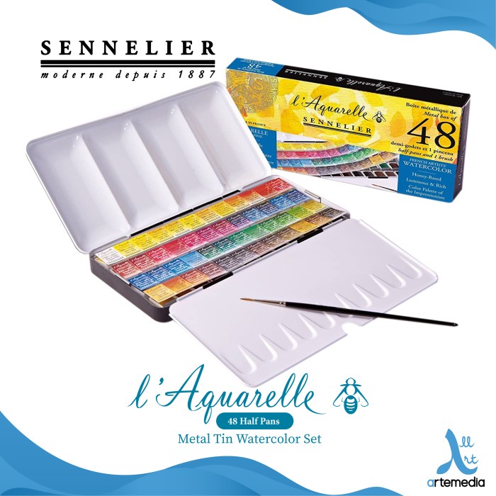 

✨Ready Cat Air Sennelier L Aquarelle 48 Half Pan Metal Tin Watercolor Terbatas