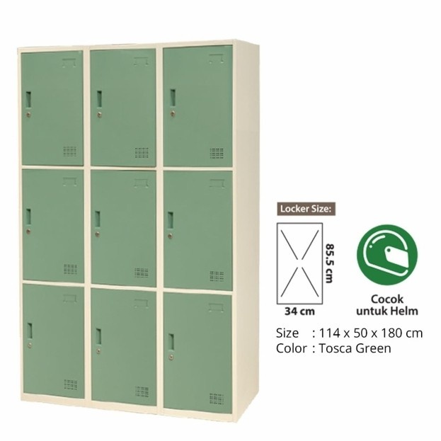 

✨Ready Krisbow-Loker 9 Pintu Full Besi Coating -Hijau Tosca Terbatas