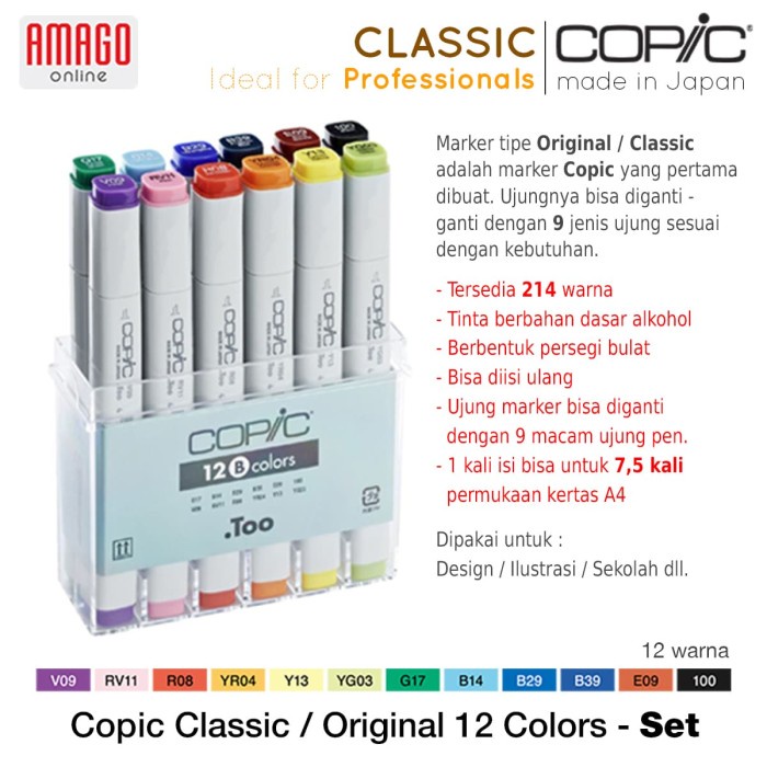

✨Ready Copic Classic - 12 Color Set B - Cmk/12B Berkualitas