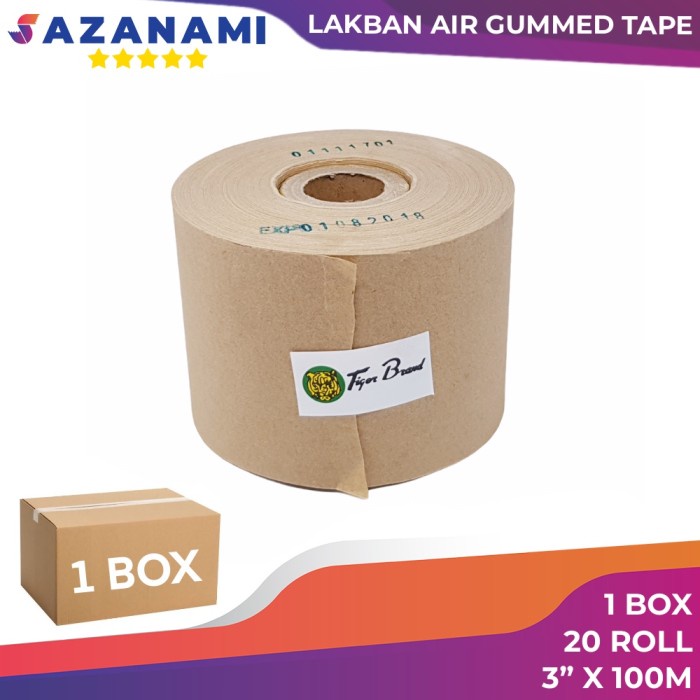 

✨Sale 1 Box Lakban Air 3 Inch X 100M Gummed Tape Tiger Craft Kraft Tape 20R Diskon