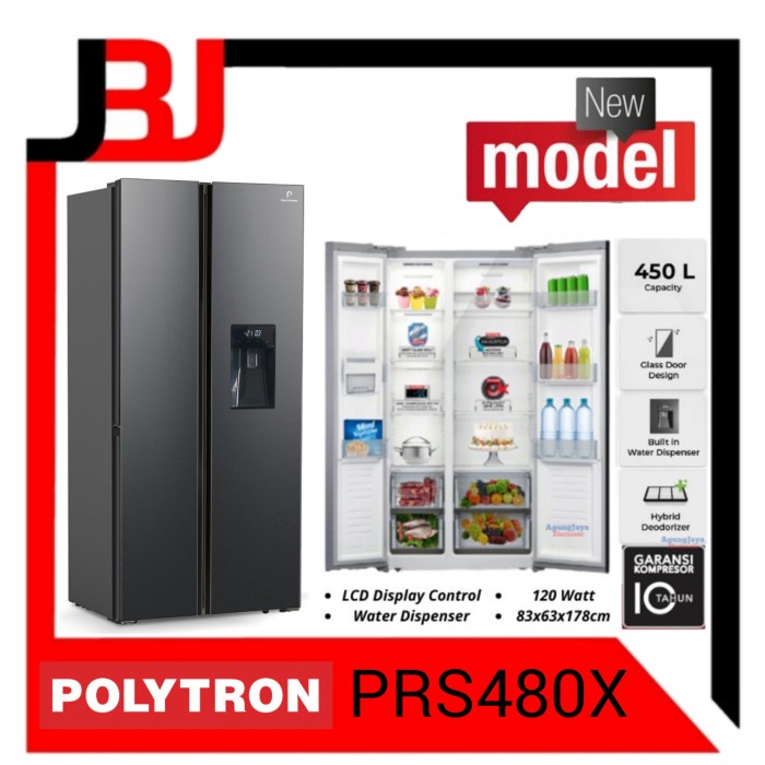 ✨Original Kulkas Side By Side Polytron Prs480X Kulkas Inverter Prs480X Prs 480X Terbaru