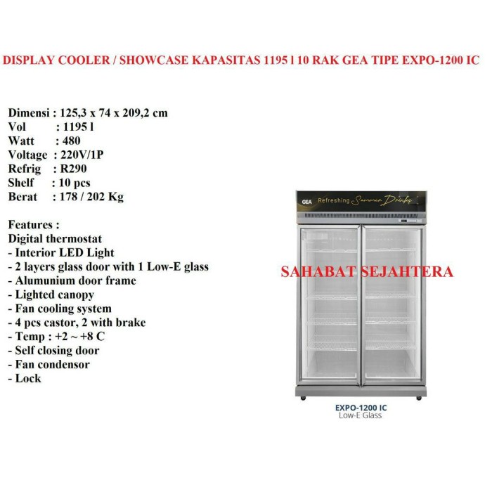 ✨Original Display Cooler Showcase Gea Expo-1200 Ic Kulkas Showcase 2 Pintu Berkualitas