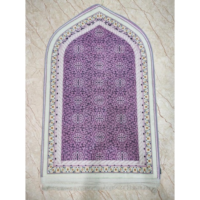 Sajadah Qubah Kubah Cantik Premium Turki Rumbai Putih Anti Slip Polos