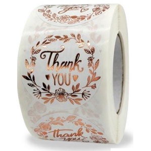 

populer] TQ058 Sticker Label Thank You Gold Floral Heart Seal Kemasan Packing
