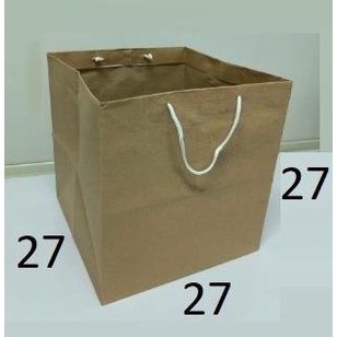 

Ready oke] 27x27x27 Paper Bag Kraft Coklat Kantong Besek Kotak Makanan Cake Kue