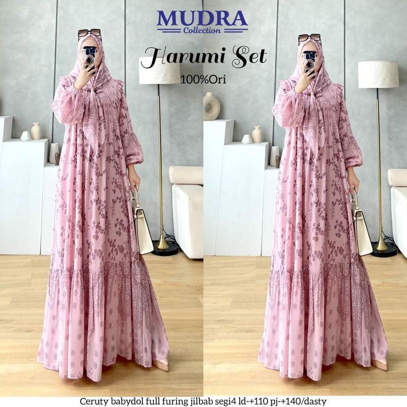 HARUMI SET DRESS ORI MUDRA HIJAB // Gamis Baju Pesta Kekinian Dress Ceruty Kondangan Terlaris