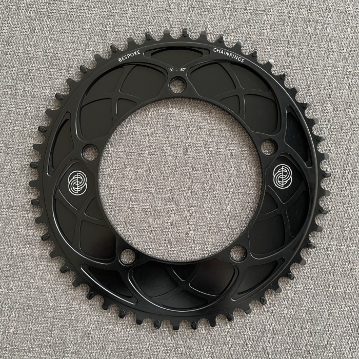 ✨Original Bespoke Stealth Rose Arches Bcd130 Chainring - Black 50T Terbaru