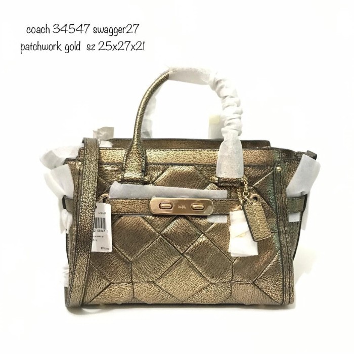 ✨New Coach Swagger 27 Gold Patchwork Terbaru