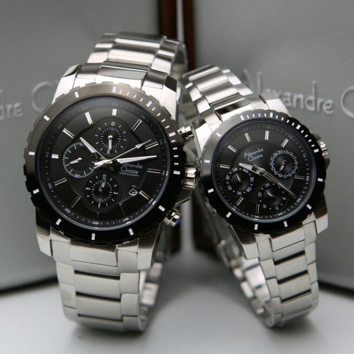 ✨Termurah Jam Tangan Couple Alexandre Christie Ac 6141 / Ac6141 Silver Black Terbaru