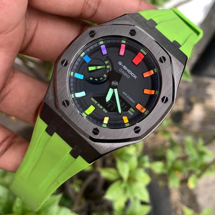 ✨Termurah G-Shock G-Shock Ga-2100 Rainbow / Ga-2100 Rainbow Gunmetal Light Green Terbatas