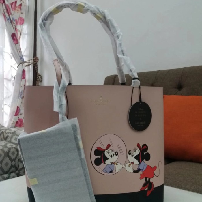 ✨New Tas Kate Spade Reversible Tote Minie Mouse Disney Original Limited