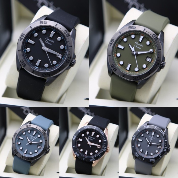 ✨Ready Jam Tangan Pria Alexandre Christie 6580 Rubber Original Ac 6580 Limited