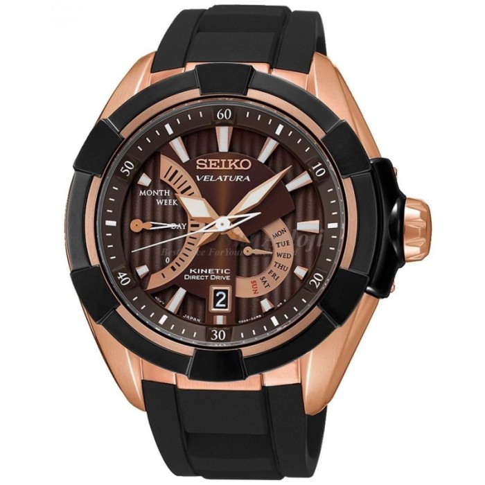 ✨Sale Seiko Velatura Srh020P1 Kinetic Direct Black Dial Rubber Strap Diskon