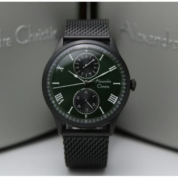 ✨Ready Jam Tangan Pria Alexandre Christie Ac 6437 Original - Black Green Berkualitas