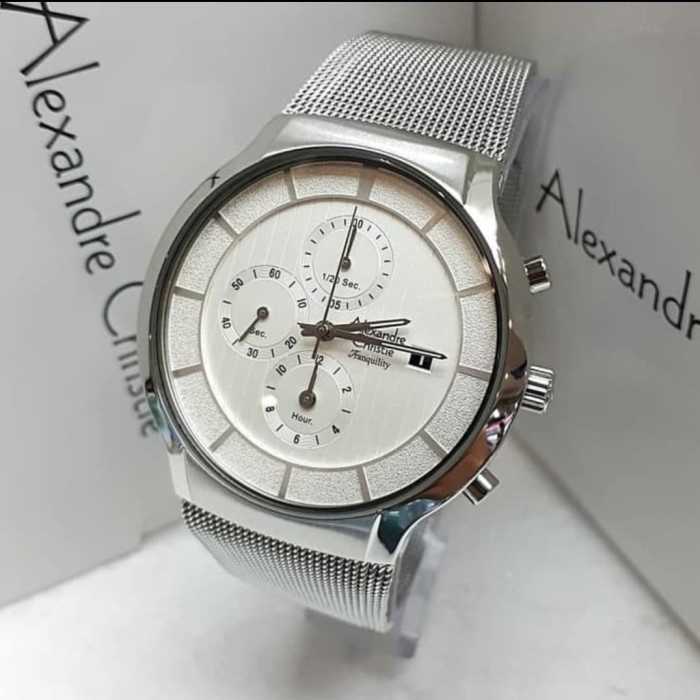 ✨Sale Jam Tangan Pria Original Alexandre Christie Ac 6245 Silver Diskon