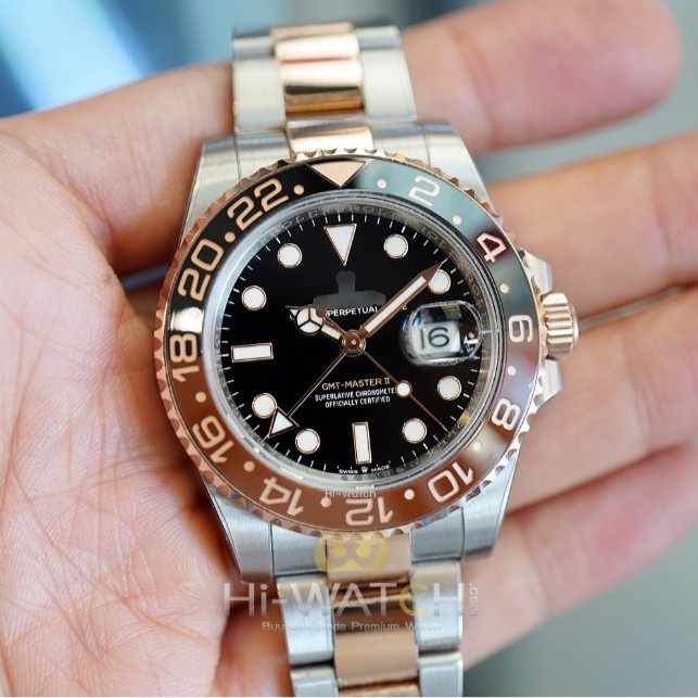 ✨Ready Jam Tangan Mewah Rl Gmt Mstr Ii 40Mm Two Tone Rootbeer Asian Terbatas