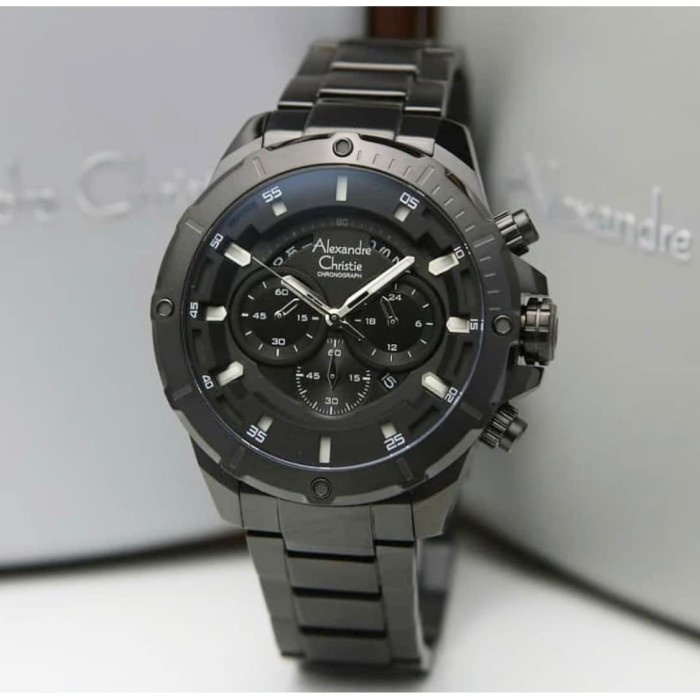 ✨Ready Jam Tangan Pria Alexandre Chistie Ac 6529 Original Black Diskon