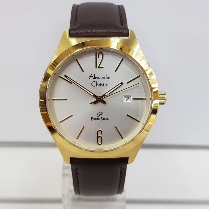 ✨Ready Jam Tangan Pria Alexander Christie Ac1009 Md Browen Gold Diskon