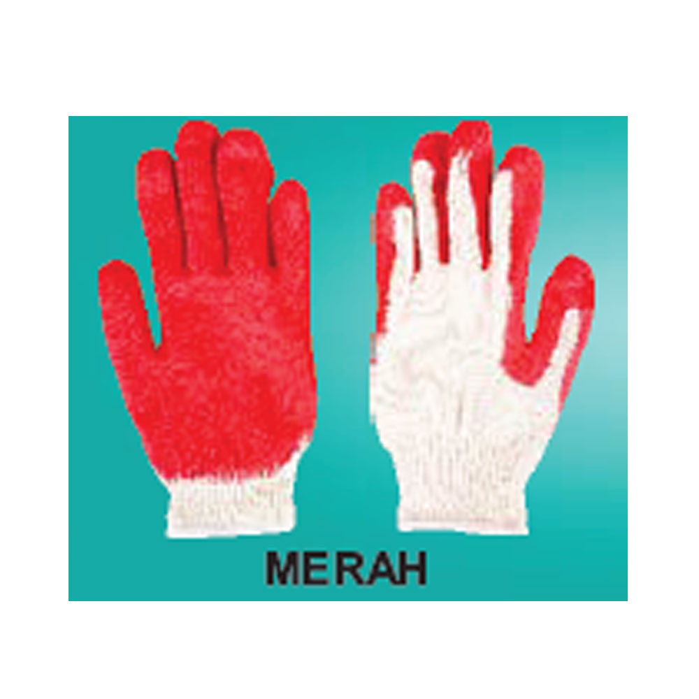 Wipro Sarung Tangan Katun Kombinasi Karet Merah-(43-7080-19)