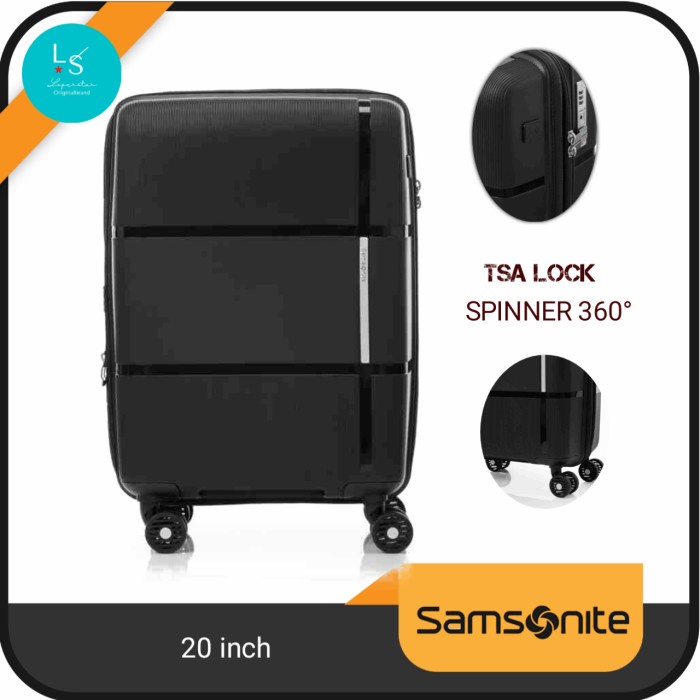 ✅Sale Koper 20 Inch Samsonite Interlace Tsa And Spinner 360° Original Black Terbaru