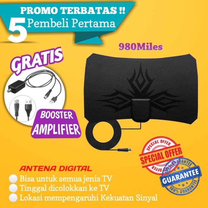 ANTENE TV DIGITAL LED DENGAN PENGUAT SINYAL AMPLIFIER BOOSTER ANALOG