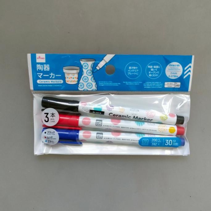 

~^~^~^] daiso spidol keramik ceramic marker merah biru hitam