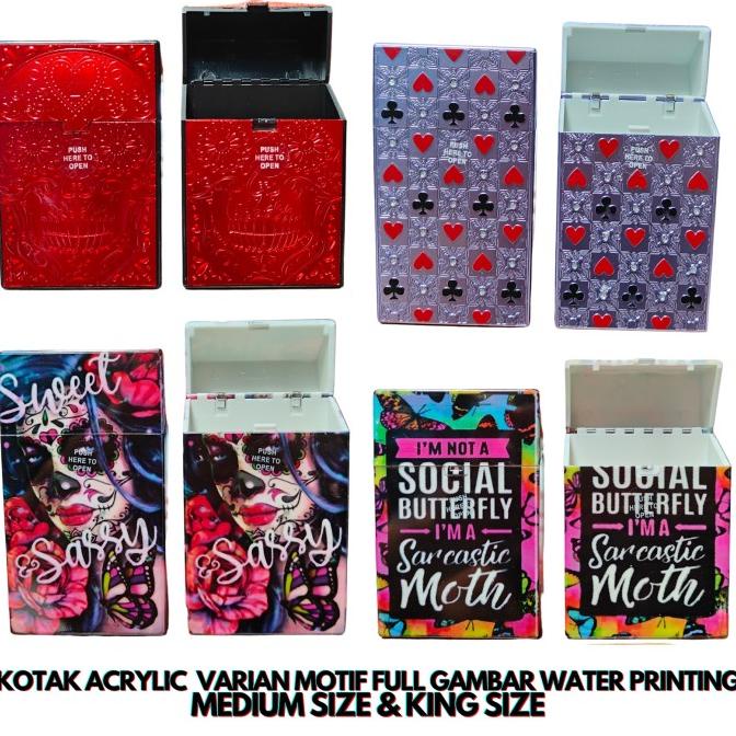 Kotak Box Tempat Rokok Akrilik Water Printing Elegan Unik All Variant