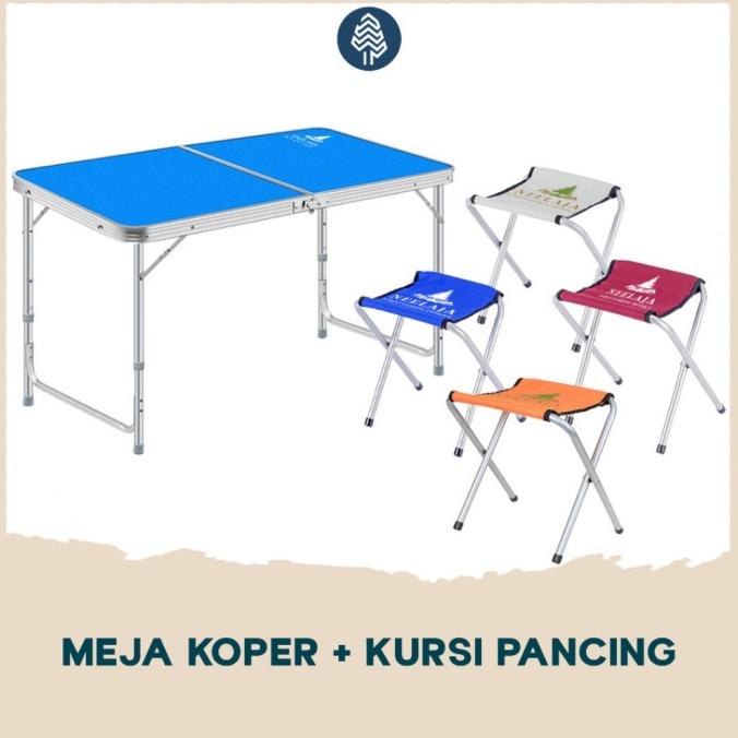 Brookwood Bundling Meja Lipat Koper Serbaguna + Kursi Lipat Mini Mangkamil21