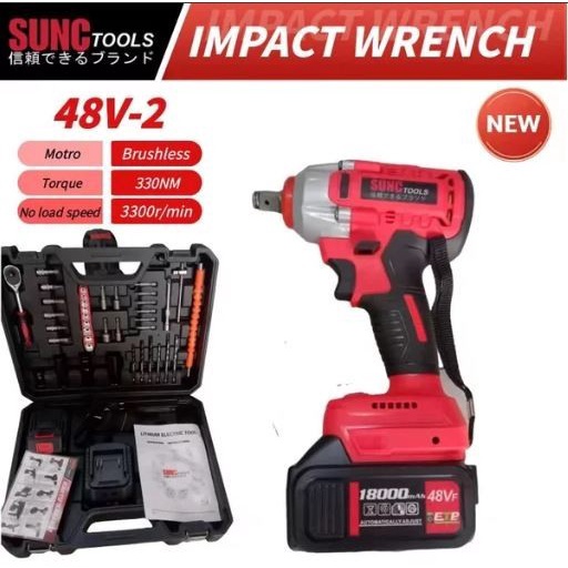 ✅Baru Cordless Impact Wrench Sunc Tools 48V-2 Set Mesin Bor Buka Baut Berkualitas