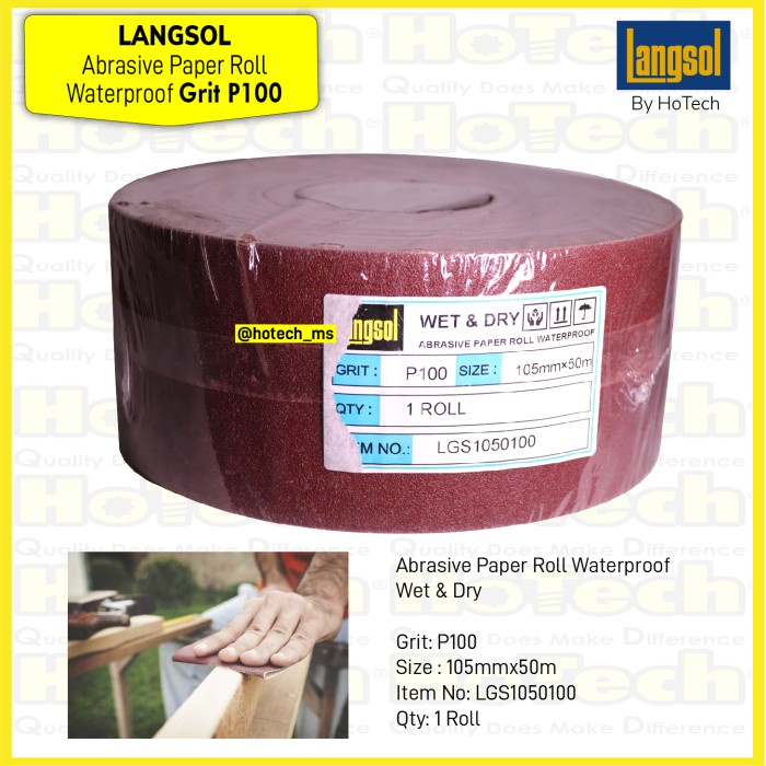 ✅New Langsol Kertas Amplas Roll / Abrasive Cloth Roll Waterproof P100/5R Terbatas