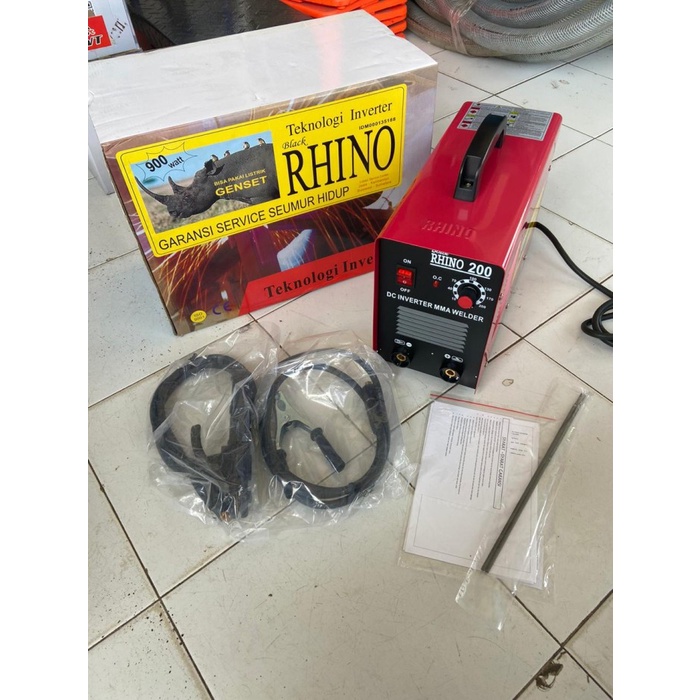 [Original] Mesin Travo Las Listrik Inverter Rhino Mma 200A Merah Trafo Las 900W Berkualitas