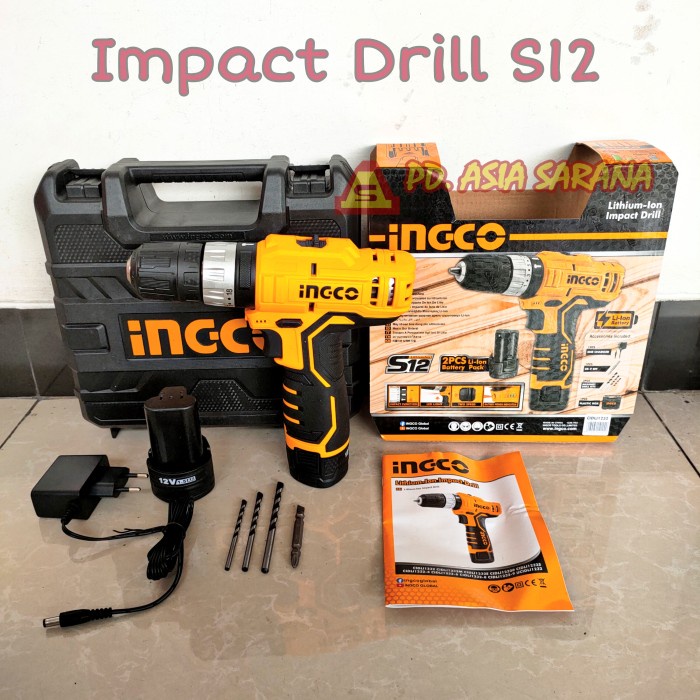 ✅Baru Cordless Impact Drill 12V Set Ingco Cidli1232 Mesin Bor Tembok S12 Terbatas
