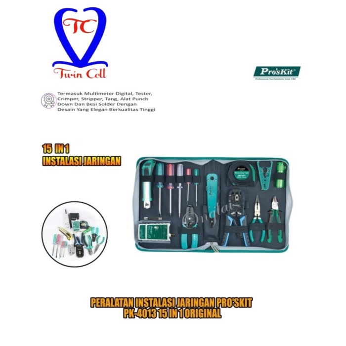 [Ori] Peralatan Instalasi Jaringan Pro'Skit Pk-4013 15 In 1 Diskon