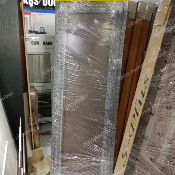 [New] Pintu Upvc  S-Plus  Polos Ukuran 700X1950 Warna Coklat Komplit Set Diskon