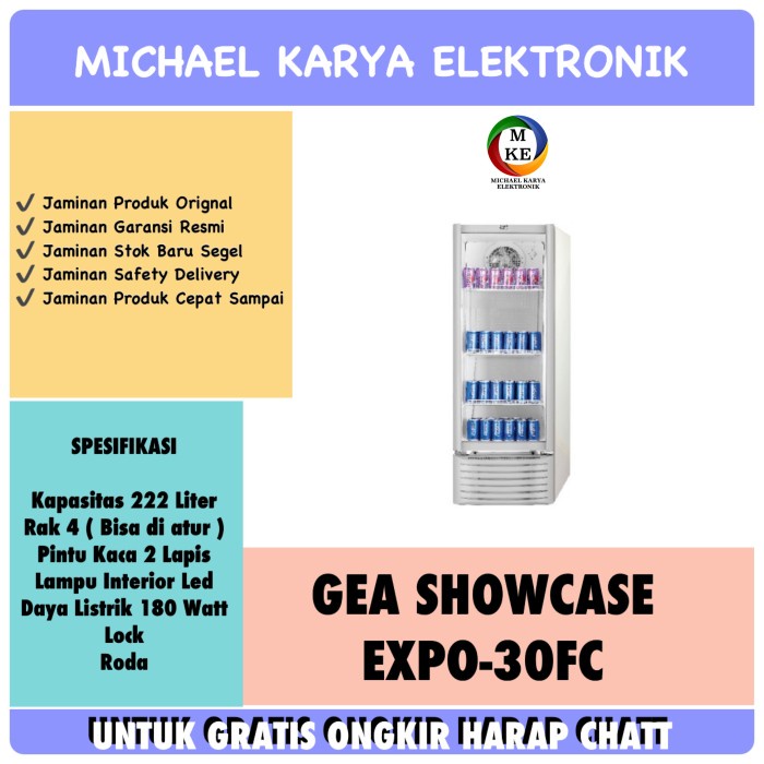 [Baru] Showcase Gea 4 Rak 222L Expo30Fc Gea Expo-30Fc 222 L 4 Rak Gea Expo30 Terbatas