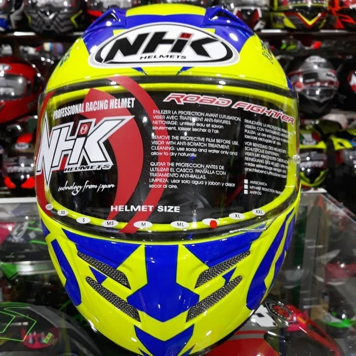 ✨Termurah Helm Full Face Nhk Terminator Road Yellow Fluo/Blue Diskon