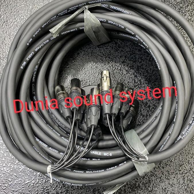 snake kabel isi 8 komplit + konektor jack male female 20meter