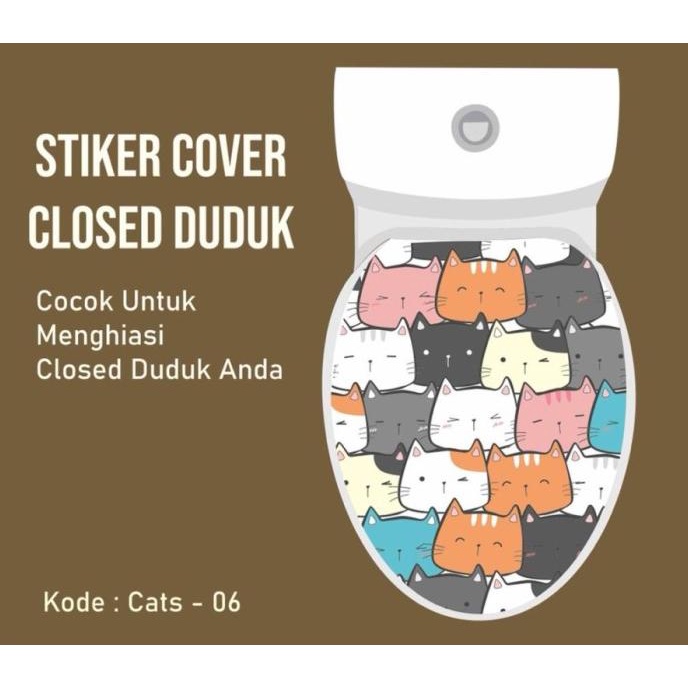 Stiker Tutup Closet Duduk Toilet Cover Desain Cat